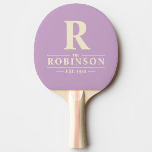 Raquette De Ping Pong Nom de famille & initiale Été Lilas