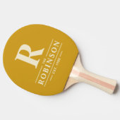 Raquette De Ping Pong Nom de famille & Initiale Ocre Doré (Côté)