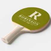 Raquette De Ping Pong Nom de famille & Initiale Olive Chaude (Devant Angle)
