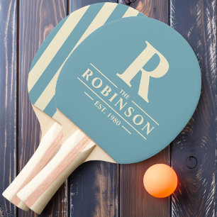 Raquette De Ping Pong Nom de famille & Initiale Rayure Polo Chaud AquaAp