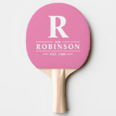 Raquette De Ping Pong Nom de famille & Initiale Rose Classique (Dos)