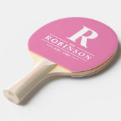 Raquette De Ping Pong Nom de famille & Initiale Rose Classique (Devant Angle)