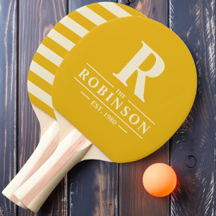 Raquette De Ping Pong Nom de famille & Initials Polo Chaud Tournesol