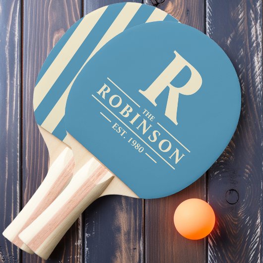 Raquette De Ping Pong Nom De Famille & Polo Striing Initiale Aqua Splash