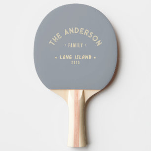 Raquette De Ping Pong Nom de famille vintage bord de mer gris Dove