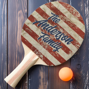 Raquette De Ping Pong Nom de famille vintage Stars & Stripes