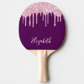 Raquette De Ping Pong Nom de goutte de parties scintillant rose pourpre (Devant)