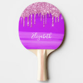 Raquette De Ping Pong Nom de goutte de parties scintillant rose violet m (Dos)