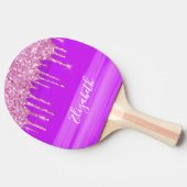 Raquette De Ping Pong Nom de goutte de parties scintillant rose violet m (Côté)
