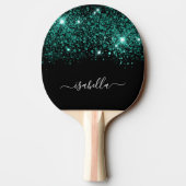 Raquette De Ping Pong Nom de monogramme de parties scintillant verte tur (Dos)
