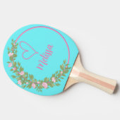 Raquette De Ping Pong Nom de monogramme féminin écriture moderne rose (Côté)
