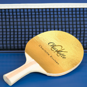 Raquette De Ping Pong Nom de monogramme or glamour