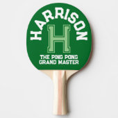 Raquette De Ping Pong Nom de monogramme personnalisé vert initial et équ (Devant)