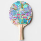 Raquette De Ping Pong Nom de script blanc sur fond opale, votre texte (Devant)