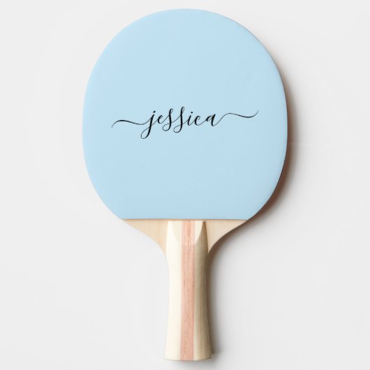 Raquette De Ping Pong Nom de script bleu clair moderne ping pong paddle (Devant)