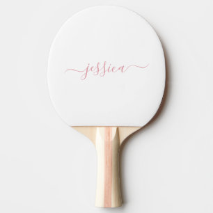Raquette De Ping Pong Nom de script élégant blanc simple