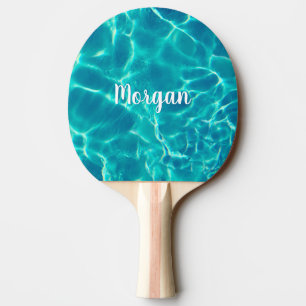 Raquette De Ping Pong Nom DIY en écriture blanche, eau de piscine