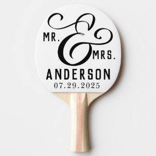 Raquette De Ping Pong Nom du couple moderne Date Texte noir