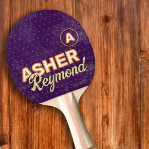 Raquette De Ping Pong Nom du joueur de tennis de table violet&orange
