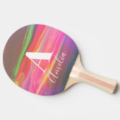 Raquette De Ping Pong Nom du monogramme Art Abstrait Rose chaud (Côté)