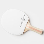 Raquette De Ping Pong Nom du monogramme blanc noir moderne (Côté)