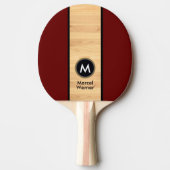 Raquette De Ping Pong Nom du monogramme de bois rustique moderne (Devant)