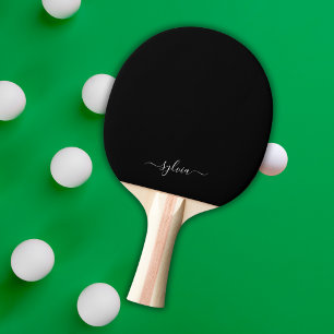 Raquette De Ping Pong Nom du monogramme de la fille moderne noire