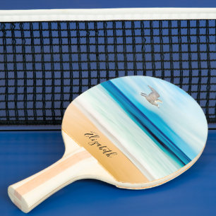Raquette De Ping Pong Nom du monogramme d'été de la mer de plage