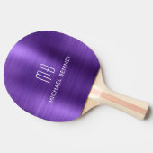 Raquette De Ping Pong Nom du monogramme métallique violet élégant (Côté)