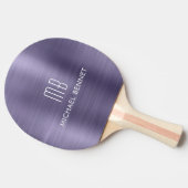 Raquette De Ping Pong Nom du monogramme métallique violet élégant (Côté)