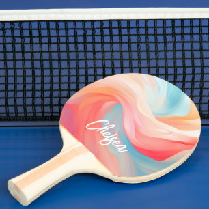 Raquette De Ping Pong Nom du script des vagues colorées élégantes