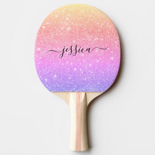 Raquette De Ping Pong Nom du script Rainbow parties scintillant (Dos)