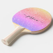 Raquette De Ping Pong Nom du script Rainbow parties scintillant (Devant Angle)