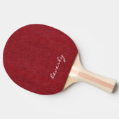 Raquette De Ping Pong Nom élégant sur Ruby Red Denim Ping Ping Paddle (Côté)