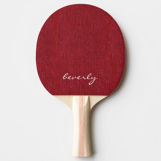 Raquette De Ping Pong Nom élégant sur Ruby Red Denim Ping Ping Paddle (Devant)