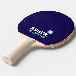Raquette De Ping Pong Nom en gras rétro Initial Navy-Blue