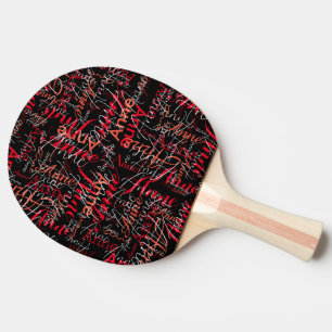 Raquette De Ping Pong Nom estampé en rouge sur tout un noir