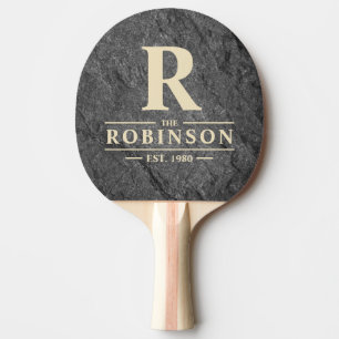 Raquette De Ping Pong Nom et initiale de famille en pierre de granit fon