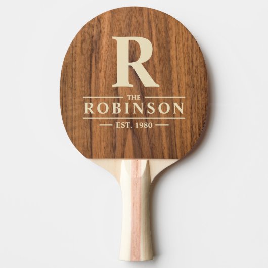 Raquette De Ping Pong Nom et initiale de la famille Elm Wood (Devant)