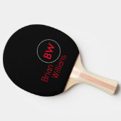 Raquette De Ping Pong Nom et initiales Monogramme sur NOIR (Côté)