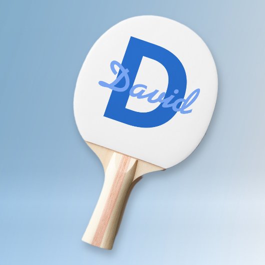 Raquette De Ping Pong Nom et monogramme bleus