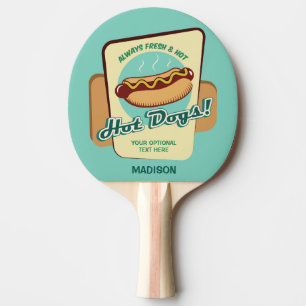 Raquette De Ping Pong Nom et texte personnalisés Hot Dog