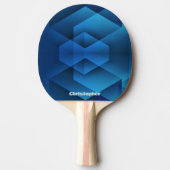 Raquette De Ping Pong Nom Géométrique Bleu Moderne (Devant)