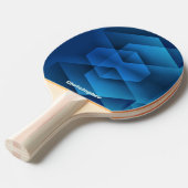 Raquette De Ping Pong Nom Géométrique Bleu Moderne (Devant Angle)