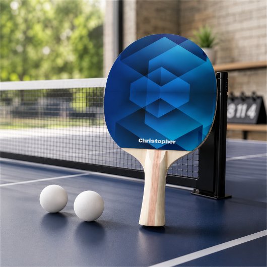 Raquette De Ping Pong Nom Géométrique Bleu Moderne