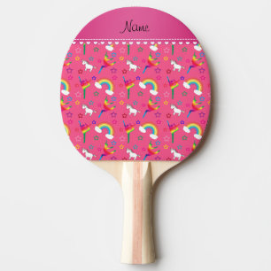 Raquette De Ping Pong Nom gymnastique rose arc-en-ciel licornes
