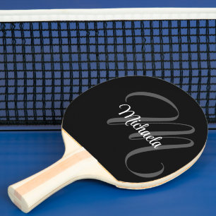 Raquette De Ping Pong Nom initial de monogramme moderne minimaliste