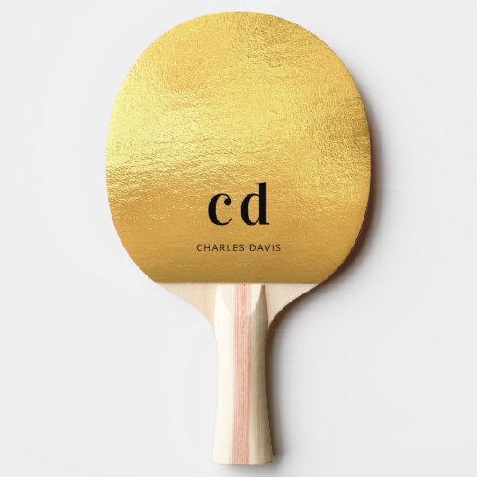 Raquette De Ping Pong Nom initial du monogramme d'or (Dos)