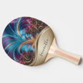 Raquette De Ping Pong Nom manuscrit Fractal Blue Gold (Côté)