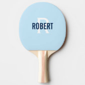 Raquette De Ping Pong Nom monogramme bleu clair moderne ping pong paddle (Devant)